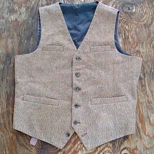 Tweed Waistcoat Vest with full poly lining, belt adjustment in back